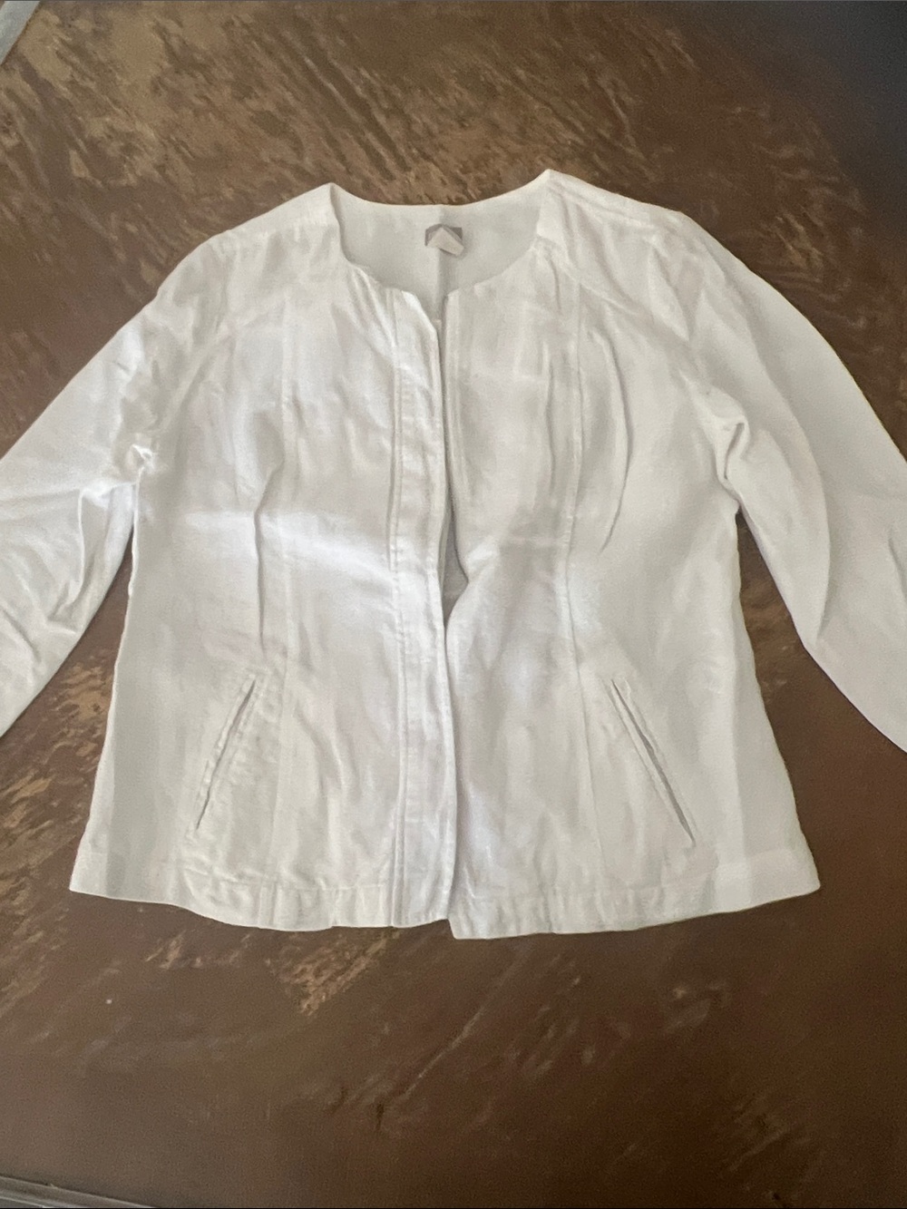 Chico's White Collarless Women's Jacket